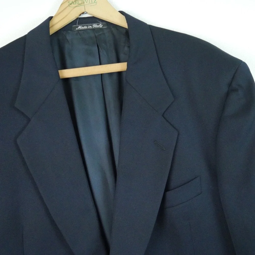 Valentino Uomo Vintage Mens Navy Blue Blazer Jacket Gold Buttons Italy‎ Size 44R